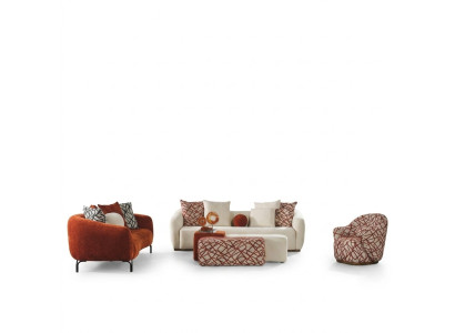 Sofas, dīvāns krēsls 431 sēdeklis audums luksusa oranžs dzīvojamā istaba