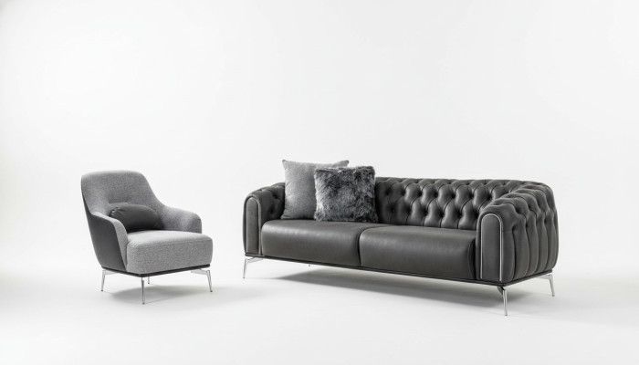 Chesterfield dīvāns 4 sēdvietu krēsli četrsekciju mākslīgā āda melna