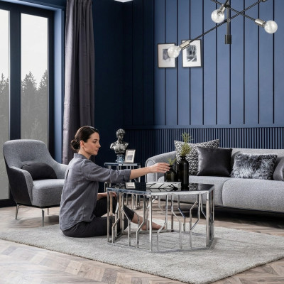 Moderns gultas sofa 3 sēdvietu krēsls trīsvietīgs auduma pelēks moderns poliesters
