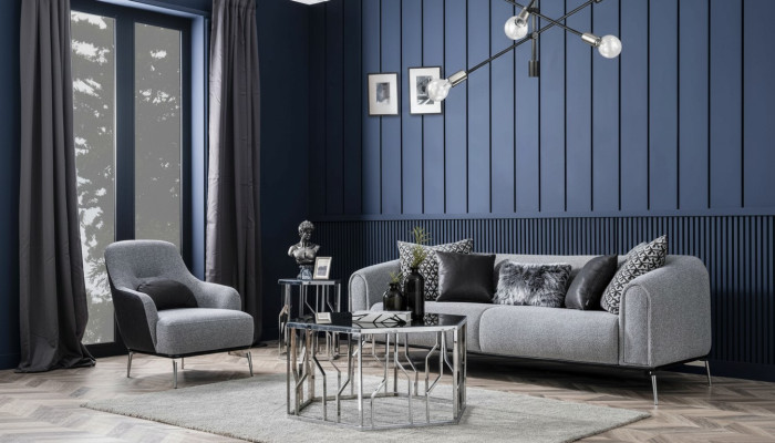 Moderns gultas sofa 3 sēdvietu krēsls trīsvietīgs auduma pelēks moderns poliesters