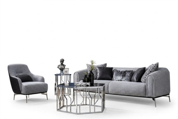 Moderns gultas sofa 3 sēdvietu krēsls trīsvietīgs auduma pelēks moderns poliesters