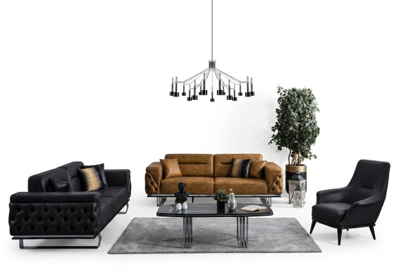 Chesterfield mājas iekāras dīvānkopā 431 skaidra mākslīgā āda dīvāni melns