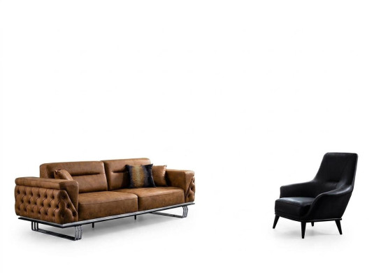 Sofa komplekts Sofa 31 sēžamvieta Mākslīgā āda Brūns komplekts 2 gab.