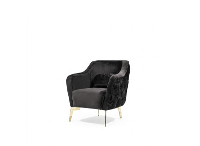 Krēsla modelis "Chesterfield" ar ausīm, audums Poliesters, dzīvojamā istaba, melns.
