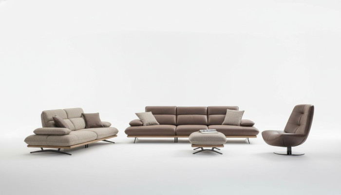 Sofa komplekts, 4+3+1 krēsls, krēsls, luksusa mākslīgais ādas brūns grupa