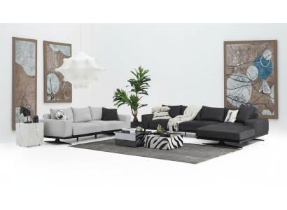Sofa stūra izveļas stūris L-forma divvietīgs krēsla auduma pelēkās krāsas 3 gabali