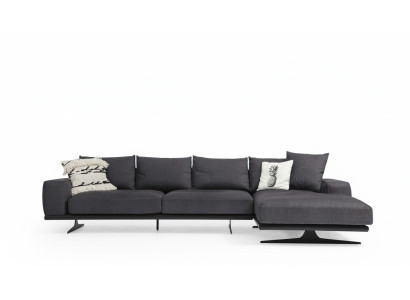 Stūrsofa L-formas sofa dzīvojamā istaba pelēka moderna auduma mēbeles mīksto sēdvietu dizains