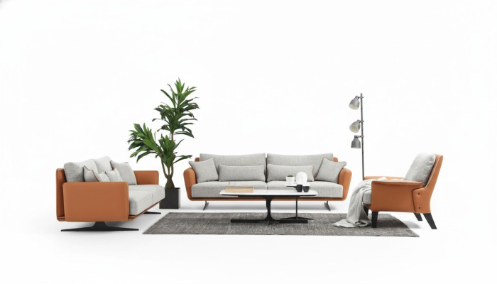 Pilns dīvānu komplekts, dīvāngarnitūra, dīvāns 3+2+1 sēdētājs audums oranžs