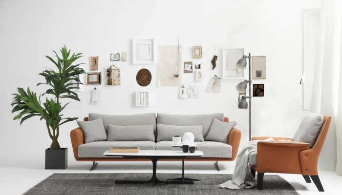 Sofa komplekts 21 sēdvietas dzīvojamajā istabā Oranžs audums Krēsla Divvietīga.
