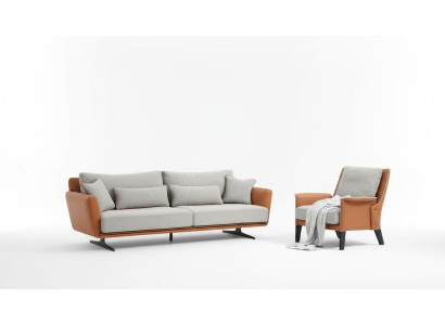 Sofa komplekts 21 sēdvietas dzīvojamajā istabā Oranžs audums Krēsla Divvietīga.