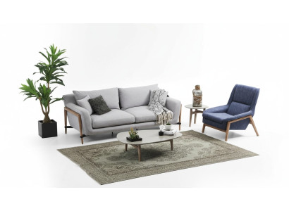 Sofas komplekts 4-vietīgs krēsls četrinieks audums Sofa Moderns dizains pelēks