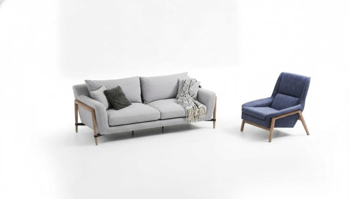 Sofa komplekts 3-vietīgs atpūtas krēsls trīsvietīgs auduma krāsā moderns dizains pelēks
