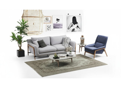 Sofa komplekts 2-vietīgs krēsls divvietīgs auduma dīvāns Moderns dizains pelēks