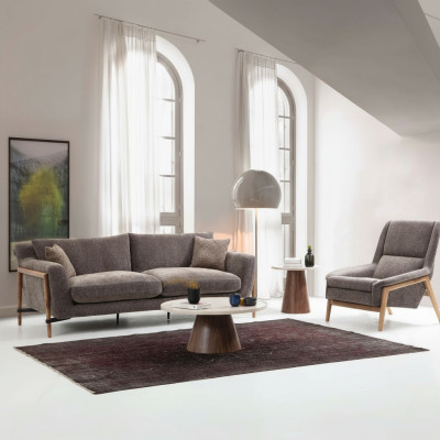Sofa Sofa komplekts 3-vietīgs krēsls trīsvietīga audums dzīvojamā istaba pelēka