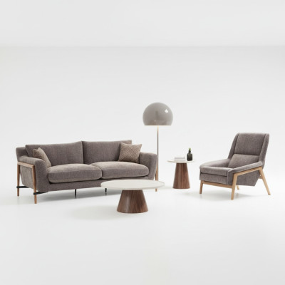 Sofa Sofa komplekts 3-vietīgs krēsls trīsvietīga audums dzīvojamā istaba pelēka