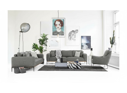 Sofa komplekts 2-vietīgs dīvāns moderns audums pelēka grupa dzīvojamā istaba