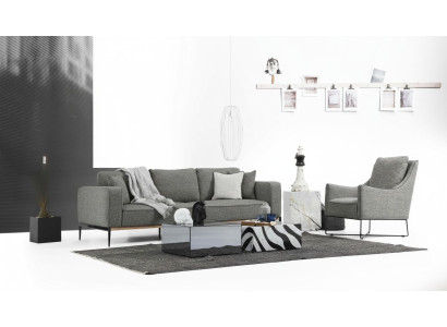 Sofa komplekts 4-sēdvietīgs krēsls četrām personām auduma dīvāns moderns dizains pelēks