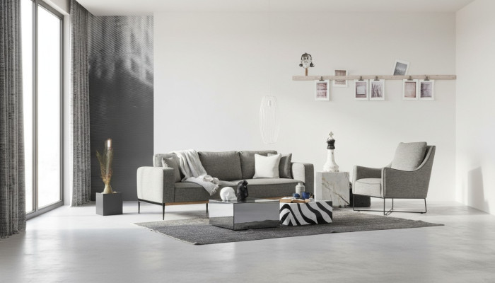 Sofas divvietīgs krēsls divvietīgs auduma dīvāns Moderns dizains Pelēks