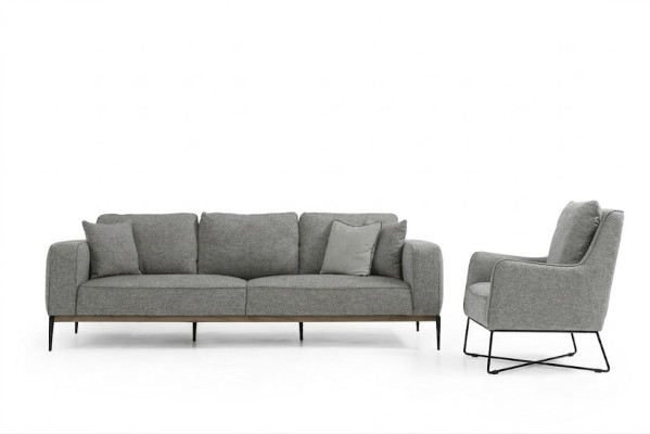 Sofas divvietīgs krēsls divvietīgs auduma dīvāns Moderns dizains Pelēks