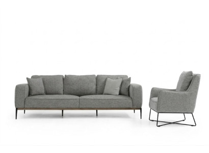 Sofas divvietīgs krēsls divvietīgs auduma dīvāns Moderns dizains Pelēks