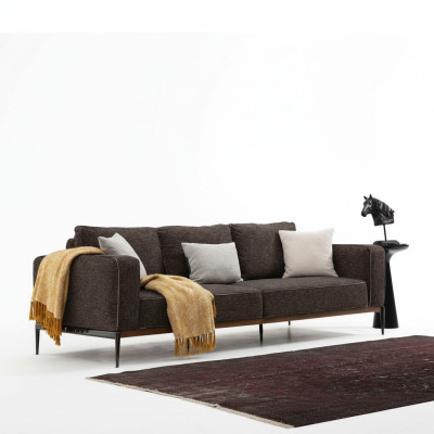 Četrvieta sofa 4 sēdvietas auduma sofai Moderns dizains Dzīvojamā istaba Pelēka