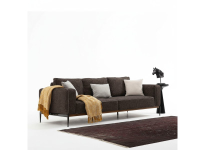 Četrvieta sofa 4 sēdvietas auduma sofai Moderns dizains Dzīvojamā istaba Pelēka