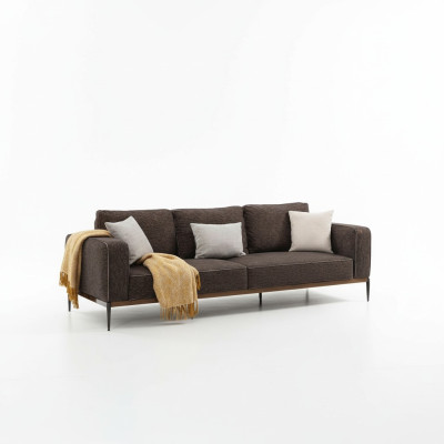 Sofasets 4 sēdvietas krēsls Cetrietāžu Pelēks audums Dīvāns Moderns dizains