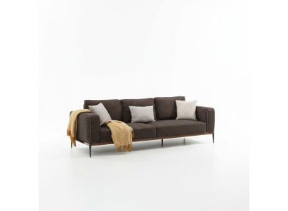 Sofasets 4 sēdvietas krēsls Cetrietāžu Pelēks audums Dīvāns Moderns dizains