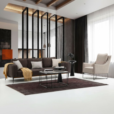 Sofagarnitur 3 Sitzer Sessel Dreisitzer Pelēks audums Moderns dizains