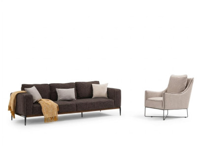 Sofagarnitur 3 Sitzer Sessel Dreisitzer Pelēks audums Moderns dizains