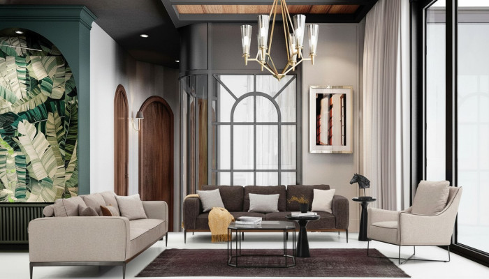 Sofas komplekts 431 vietu dīvāns gaiši beige dīvāns krēsli moderns komplekts