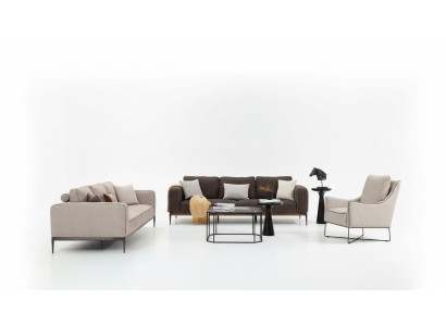 Sofas komplekts 431 vietu dīvāns gaiši beige dīvāns krēsli moderns komplekts