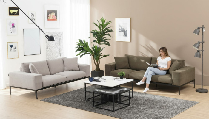 Sofas formājuma 32-vietīgais dīvāns, Pelēka dīvānu kopa Moderns komplekts Jauns.