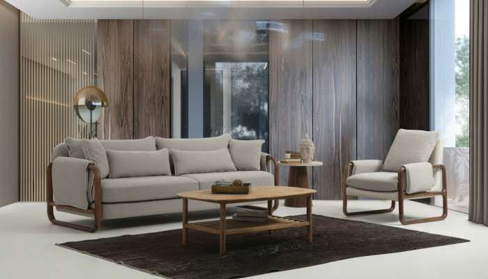 Sofas komplekts 21 sēdvietas krēsls divvietīgs Moderns Audums Pelēks Komplekts Dizains