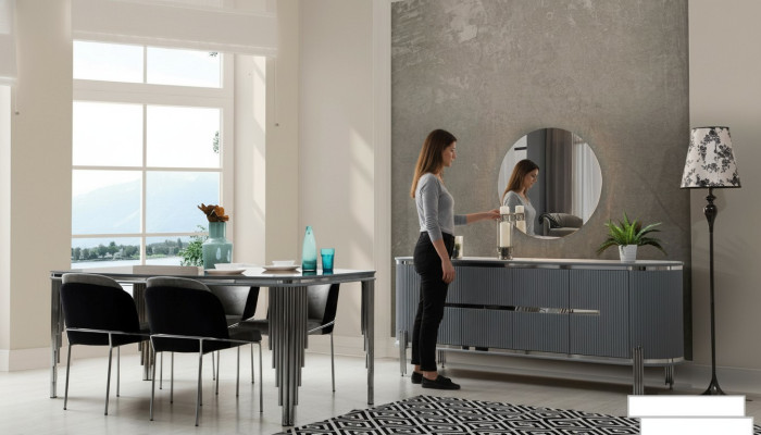 Pelnīgie ēdamistabas galds greyz Esszimmer Tisch Luxus Essgruppe Esstisch Stühle Sideboard 6tlg