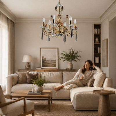Mūsdienīgs kristāla luksusa griestu lampa gaismai žogākristāla lampa