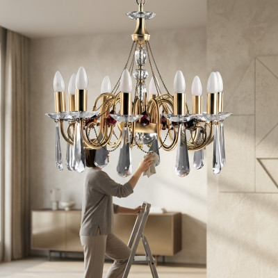 Kristāla luksusa lustra griestu lampa krons šķiltavas kārklu lampa mākslas grezns dizains.
