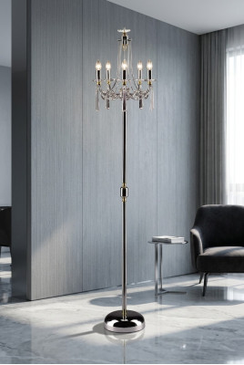 Kristāla grīdas lampa Stendamps Stenda luksusa apgaismojums Lukturis Lampa Sudrabs
