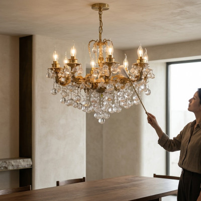 Luksusa lustrs kā Kronšteiners griestu lampa griestu lampa Kristāla Māksla Zelts