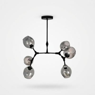 Gaisma ķēdelis Kronleuchter griestu lampa Modern stikls Melna Jauna