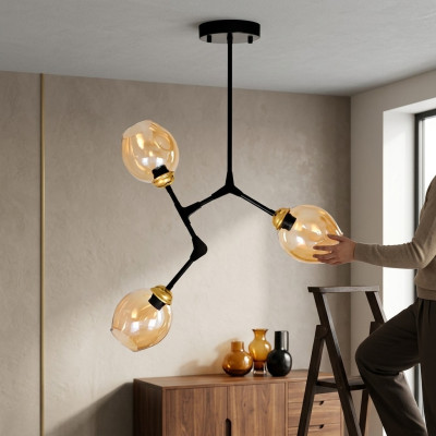 Lukturis Lustrs Kroņlukturis Griestu lampa Griestu lukturis Zelts Moderns Stikls