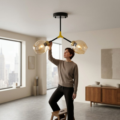 Lampes lustras griestu lustras kumodes griestu lampa stikls zelts moderns