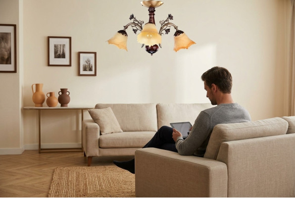 Gaisma griestiem, ziedu griestu lustras kronšteina lampa stikls brūns