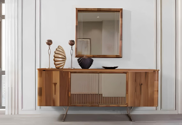 Sideboards koka skapis mēbeles komodes brūns jauns Sideboard ar spoguli priekšgalds