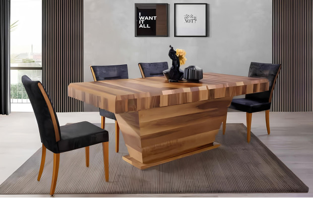 Galds + 6 krēsli Komplekts Polster 7 gab Neu Designer koka ēdamistaba dzīvojamā istaba komplekts