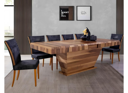 Galds + 6 krēsli Komplekts Polster 7 gab Neu Designer koka ēdamistaba dzīvojamā istaba komplekts