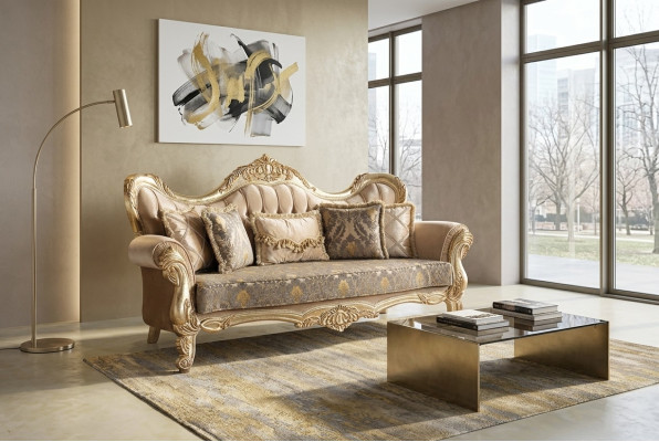 Chesterfield baroka trīsvietu dīvāns mēbeles dīvāns audums zelts dīvāns