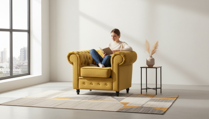 Dizaina tekstila sēdekļa materiāla art déco krēsls vienvietīgs luksusa mēbele ar vienu sēdvietu.