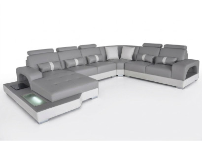 Ādas stūra dīvāns dzīvojamo telpu komplektācijā modernais dizains dīvāni ar USB LED jauns.