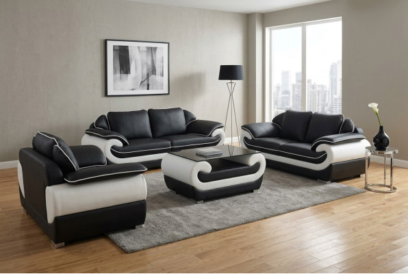 Sofas komplekti ar ādas apdari, dizaina sofa, mēbeļu komplekts 4 gab. 3+2+1 ar USB.